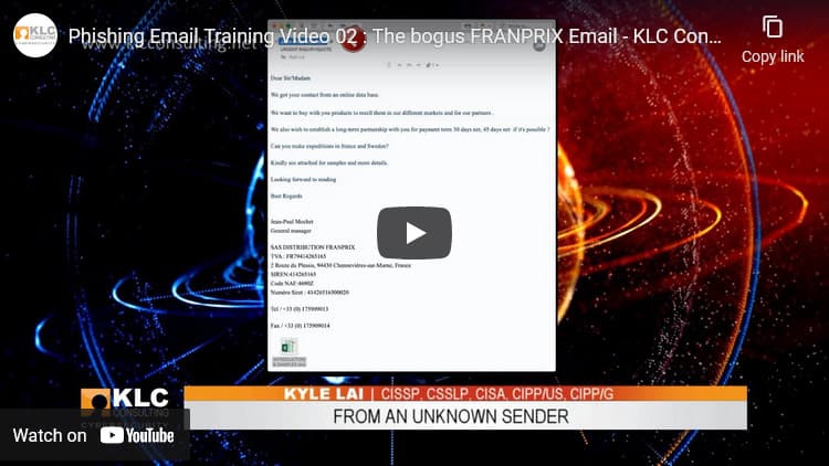 Video Thumbnail for KLC Consulting's phishing email video training