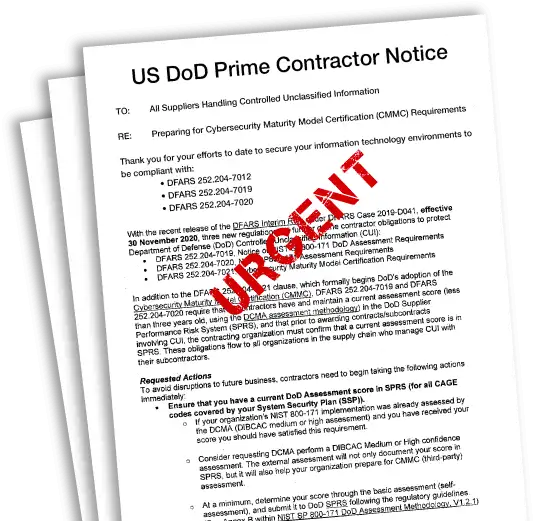 DFARS Compliance letter from the US Department of Defense (DoD)